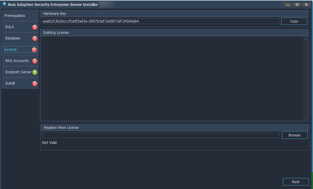 Select to copy the Hardware Key. 